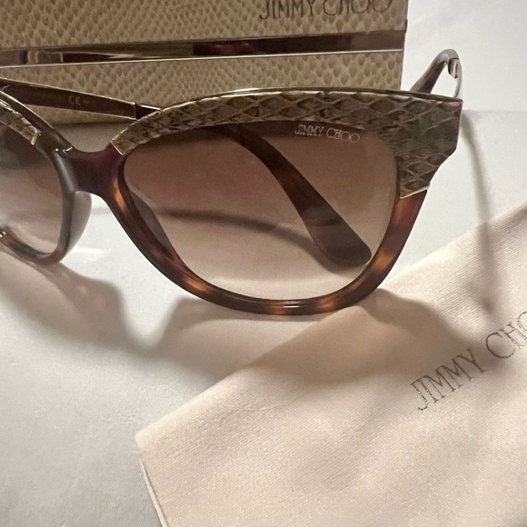 JIMMY CHOO INES/S INES AXX Dark Havana Cat Eye Sunglasses 58-14 New Authentic - Picture 9 of 12